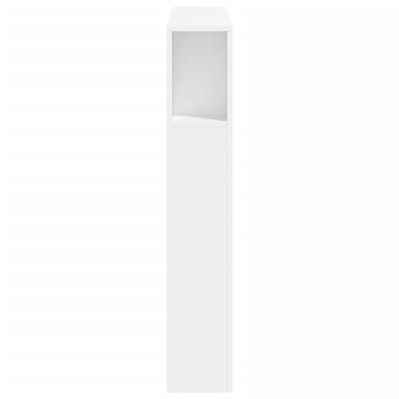 Tăblie de pat cu LED, alb, 100x18,5x103,5 cm, lemn
