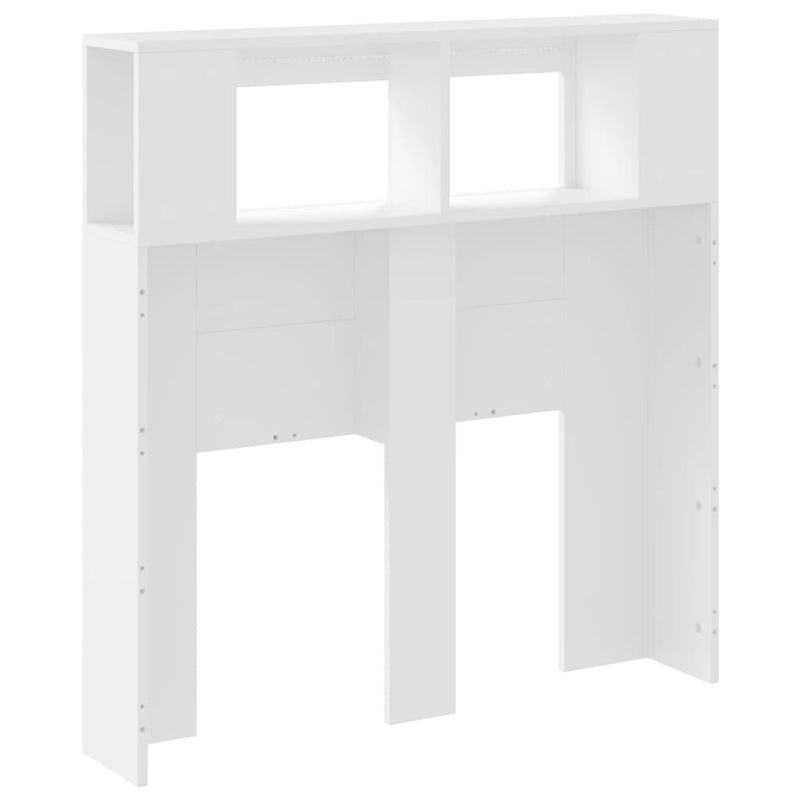 Tăblie de pat cu LED, alb, 100x18,5x103,5 cm, lemn