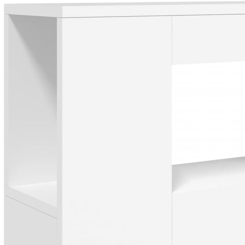 Tăblie de pat cu LED, alb, 100x18,5x103,5 cm, lemn