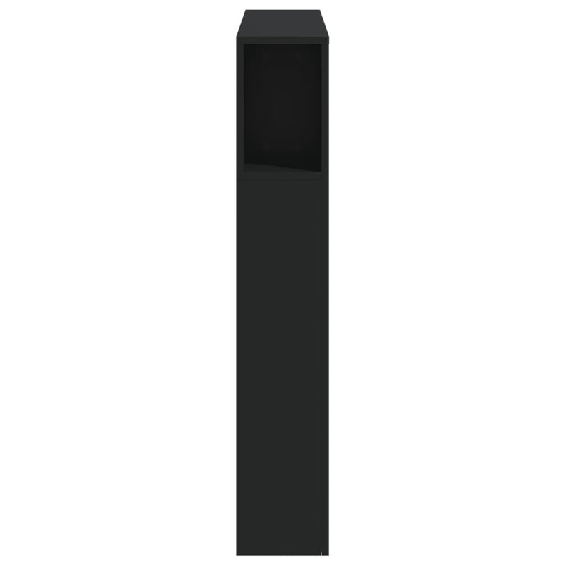 Tăblie de pat cu LED, negru, 100x18,5x103,5 cm, lemn