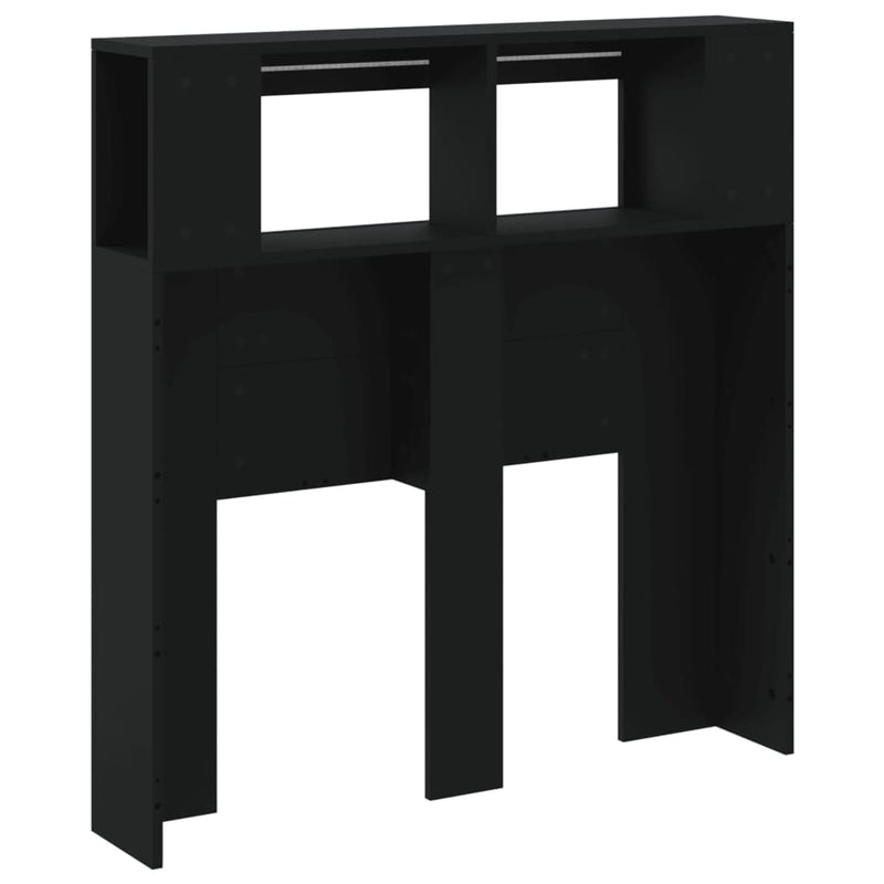 Tăblie de pat cu LED, negru, 100x18,5x103,5 cm, lemn