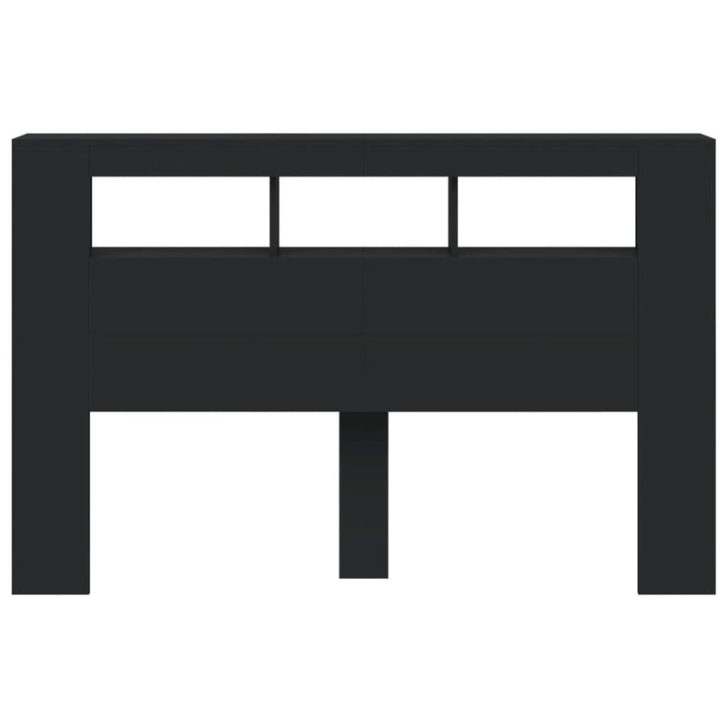 Tăblie de pat cu LED, negru, 160x18,5x103,5 cm, lemn