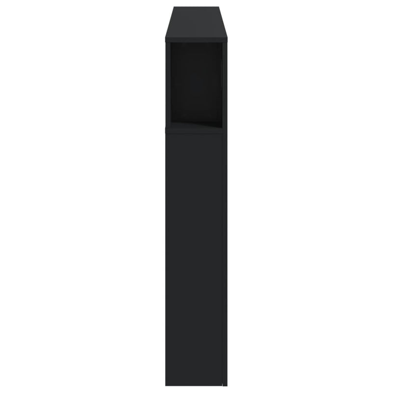 Tăblie de pat cu LED, negru, 160x18,5x103,5 cm, lemn