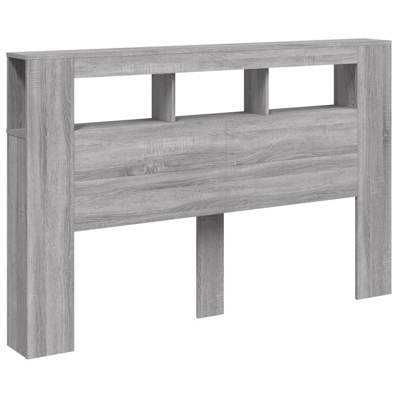 Tăblie de pat cu LED, gri sonoma, 160x18,5x103,5 cm, lemn
