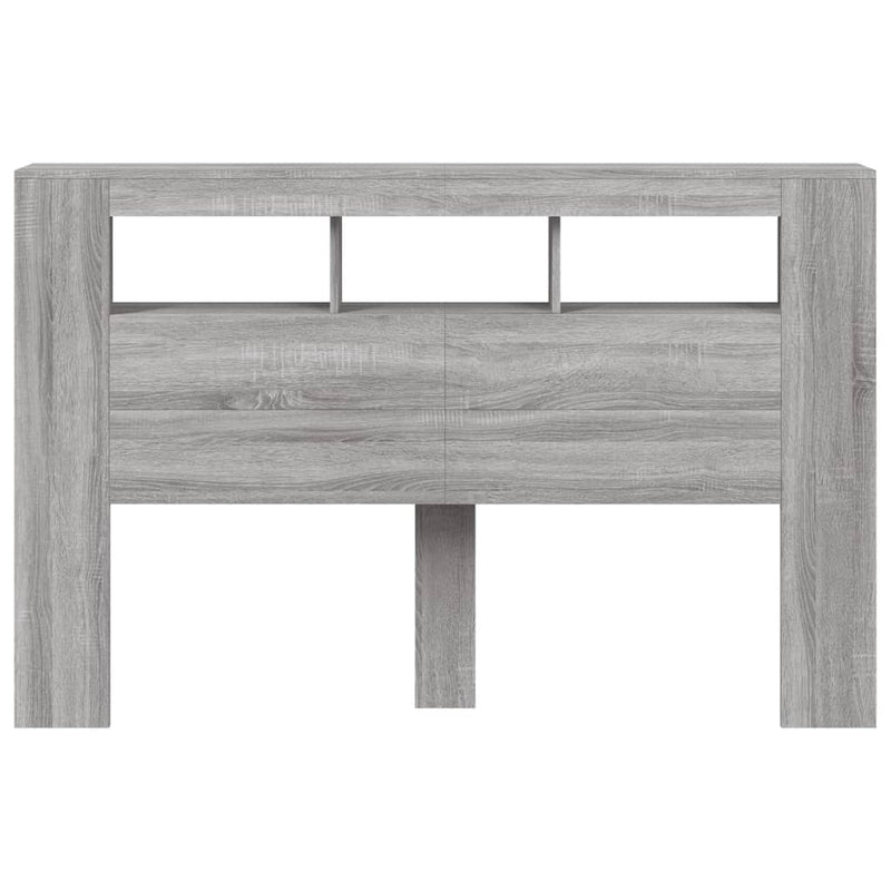 Tăblie de pat cu LED, gri sonoma, 160x18,5x103,5 cm, lemn