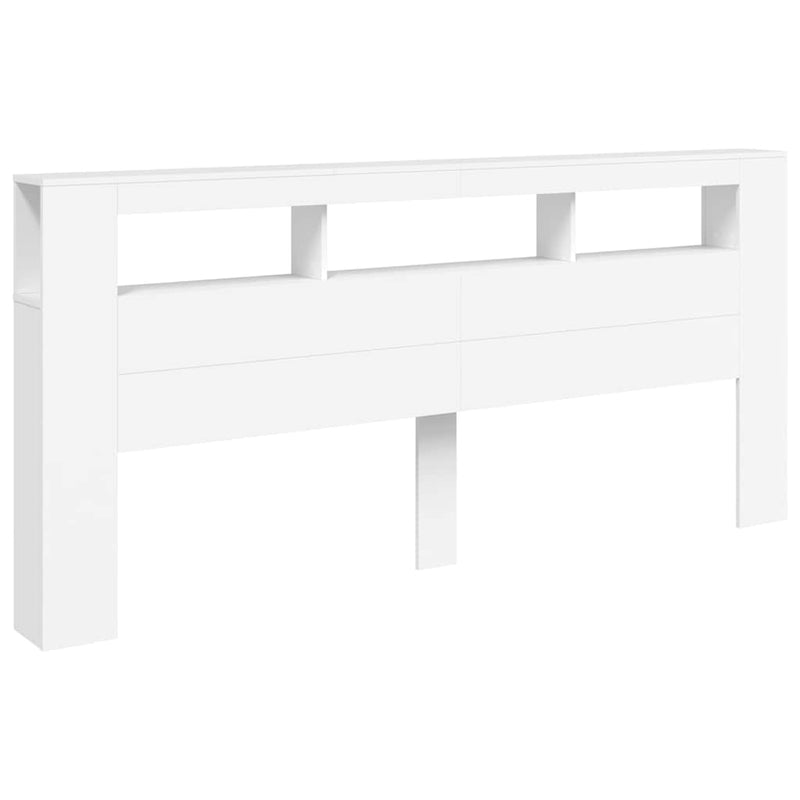 Tăblie de pat cu LED, alb, 220x18,5x103,5 cm, lemn