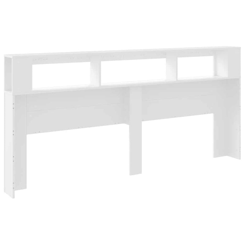 Tăblie de pat cu LED, alb, 220x18,5x103,5 cm, lemn