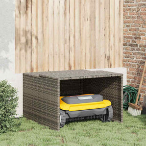 Garaj pentru mașina de tuns iarba, gri 86x90x52/57 cm poliratan