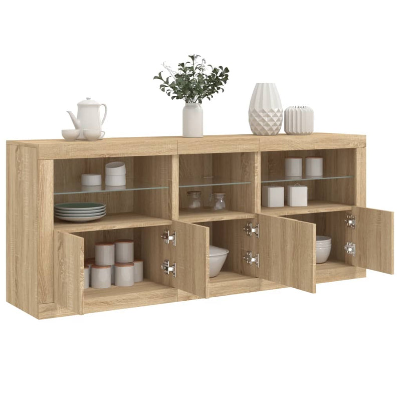 Dulap cu lumini LED, stejar sonoma, 162x37x67 cm