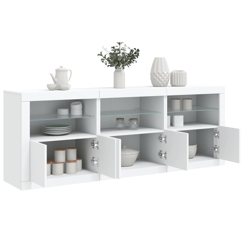 Dulap cu lumini LED, alb, 181,5x37x67 cm