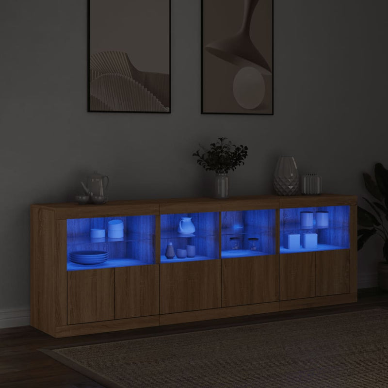 Dulap cu lumini LED, stejar sonoma, 202x37x67 cm