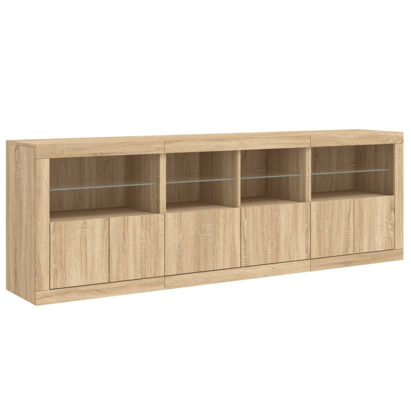 Dulap cu lumini LED, stejar sonoma, 202x37x67 cm