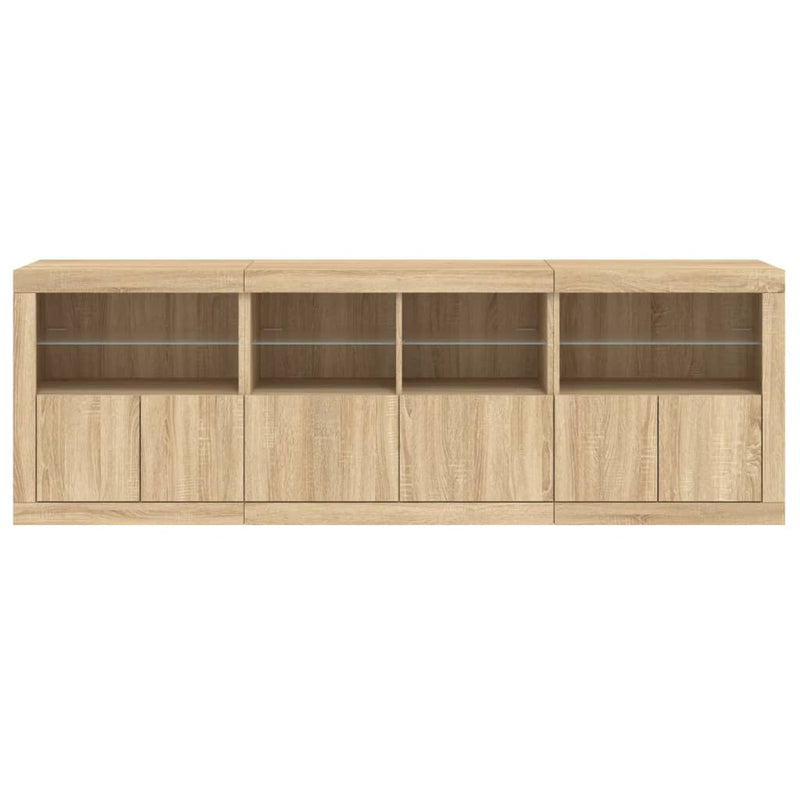 Dulap cu lumini LED, stejar sonoma, 202x37x67 cm