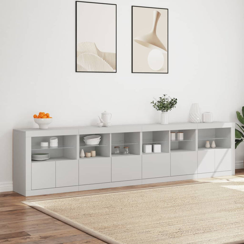 Dulap cu lumini LED, alb, 283x37x67 cm