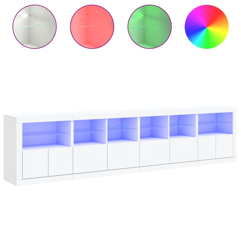 Dulap cu lumini LED, alb, 283x37x67 cm