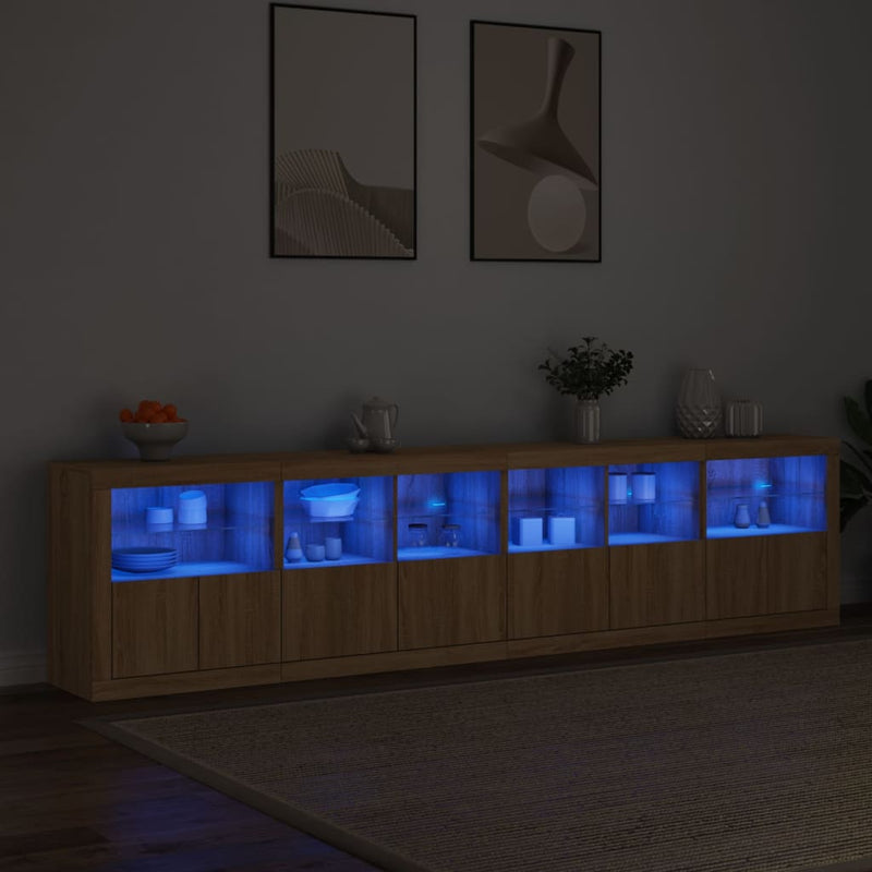Dulap cu lumini LED, stejar sonoma, 283x37x67 cm