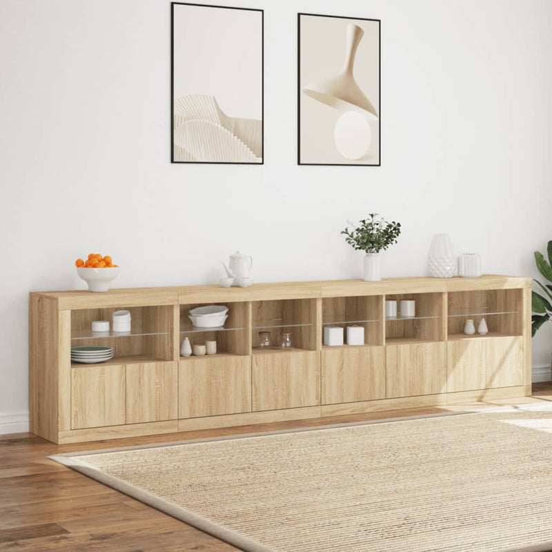 Dulap cu lumini LED, stejar sonoma, 283x37x67 cm