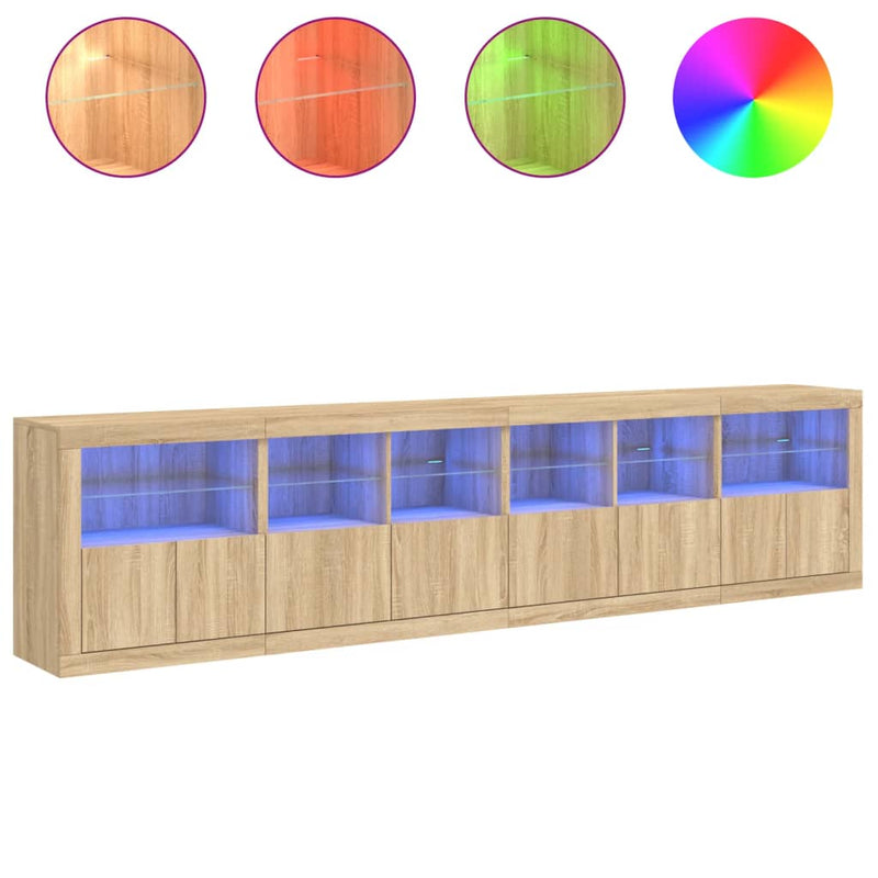 Dulap cu lumini LED, stejar sonoma, 283x37x67 cm