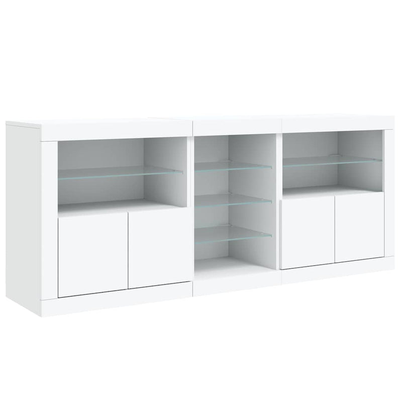 Servantă cu lumini LED, alb, 181,5x37x67 cm