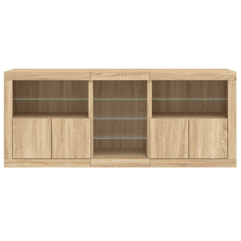 Servantă cu lumini LED, stejar sonoma, 181,5x37x67 cm