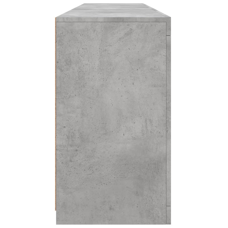 Servantă cu lumini LED, gri beton, 181,5x37x67 cm