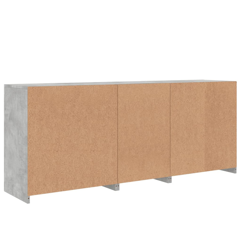 Servantă cu lumini LED, gri beton, 181,5x37x67 cm