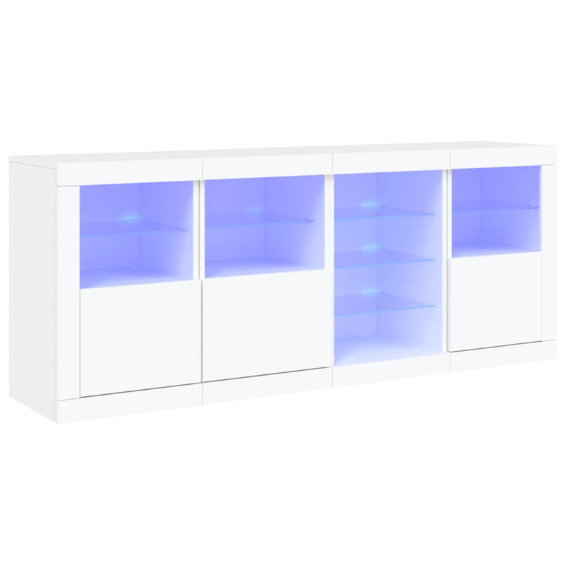 Servantă cu lumini LED, alb, 164x37x67 cm
