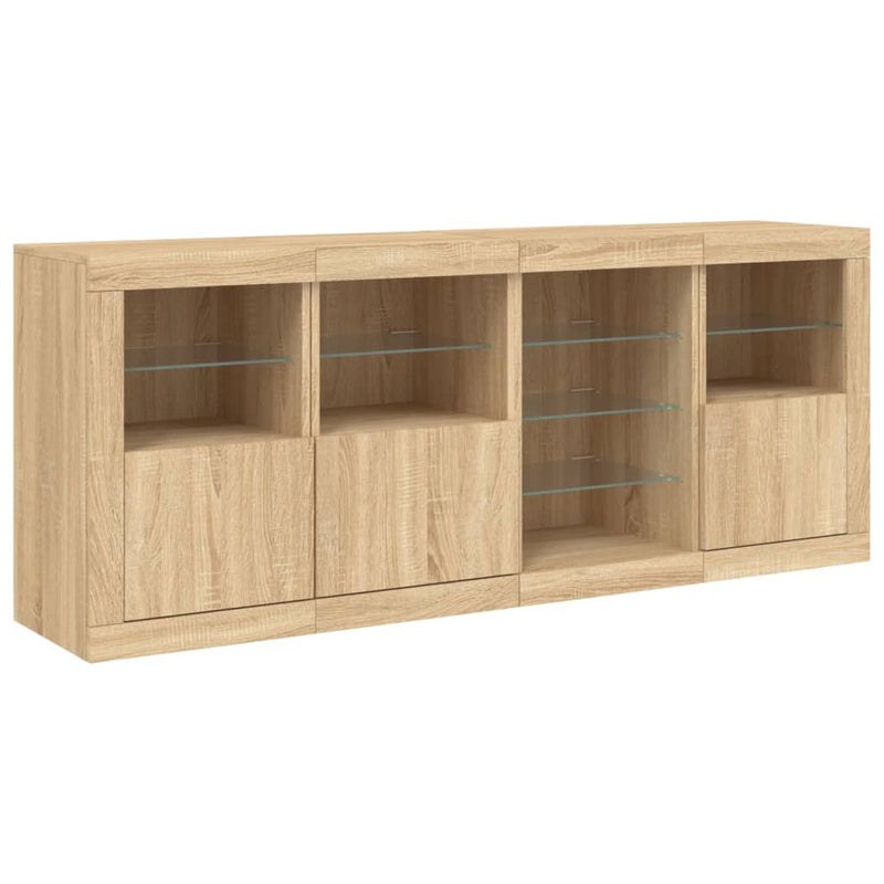 Servantă cu lumini LED, stejar sonoma, 164x37x67 cm