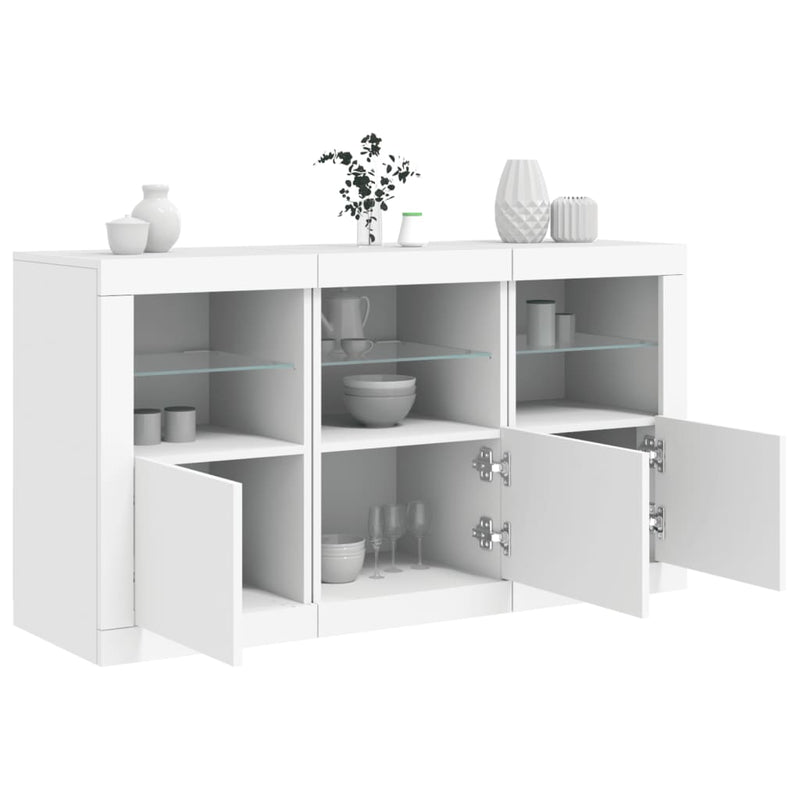 Servantă cu lumini LED, alb, 123x37x67 cm