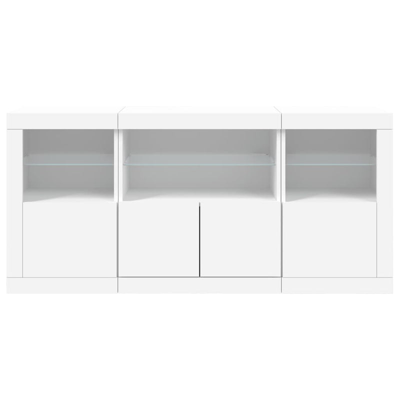 Servantă cu lumini LED, alb, 142,5x37x67 cm