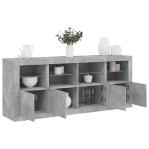 Servantă cu lumini LED, gri beton, 163x37x67 cm