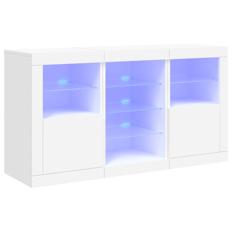 Servantă cu lumini LED, alb, 123x37x67 cm