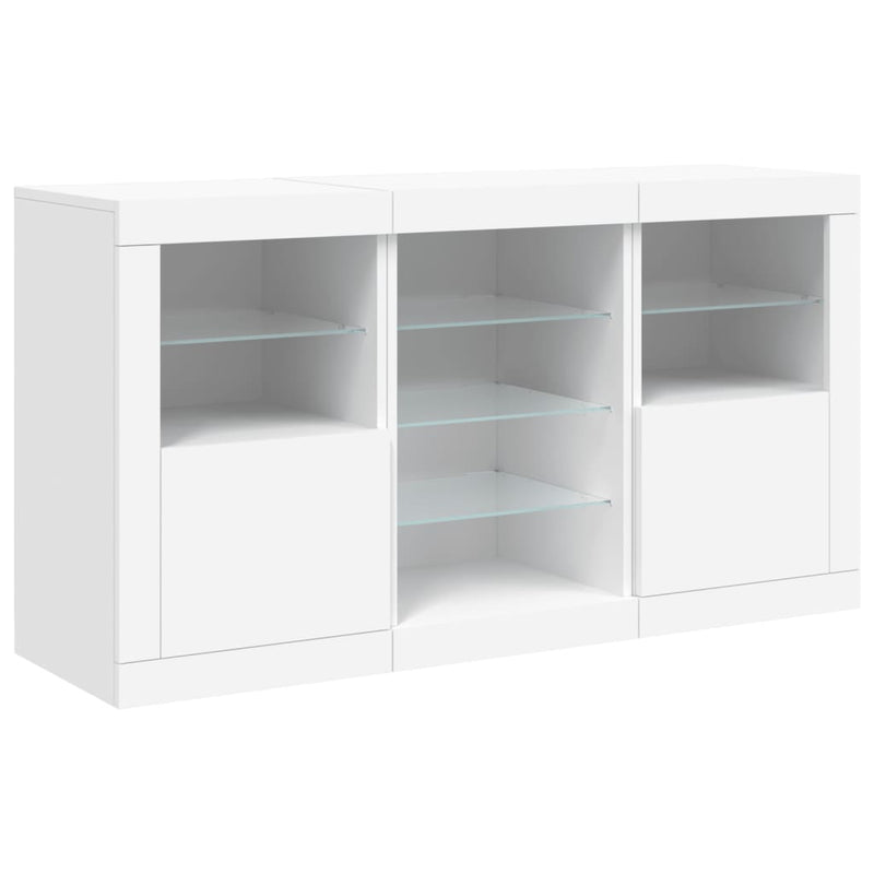 Servantă cu lumini LED, alb, 123x37x67 cm