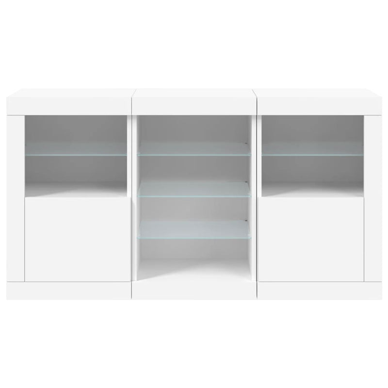 Servantă cu lumini LED, alb, 123x37x67 cm