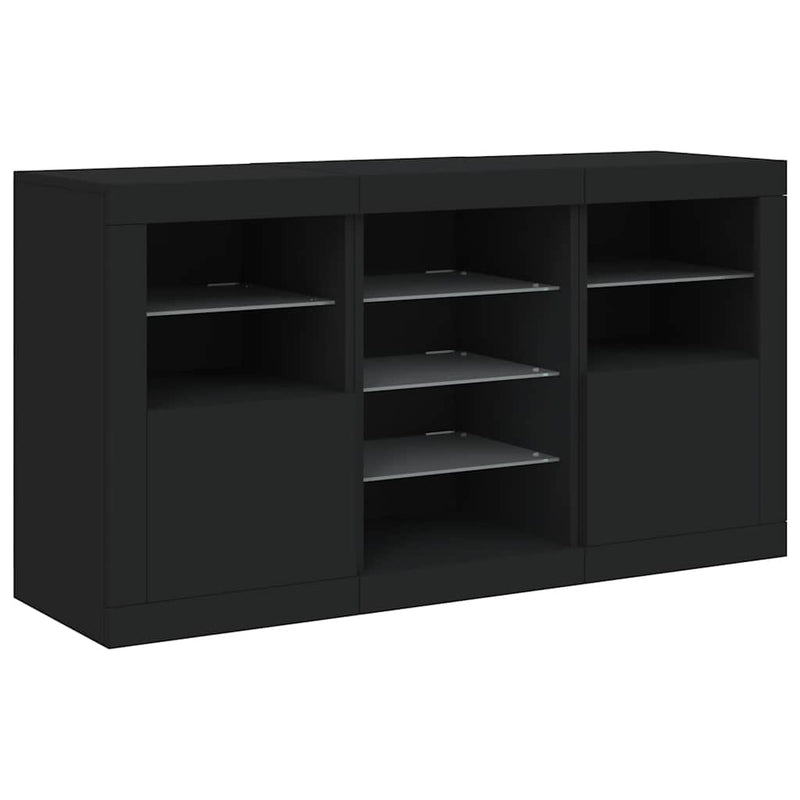 Servantă cu lumini LED, negru, 123x37x67 cm