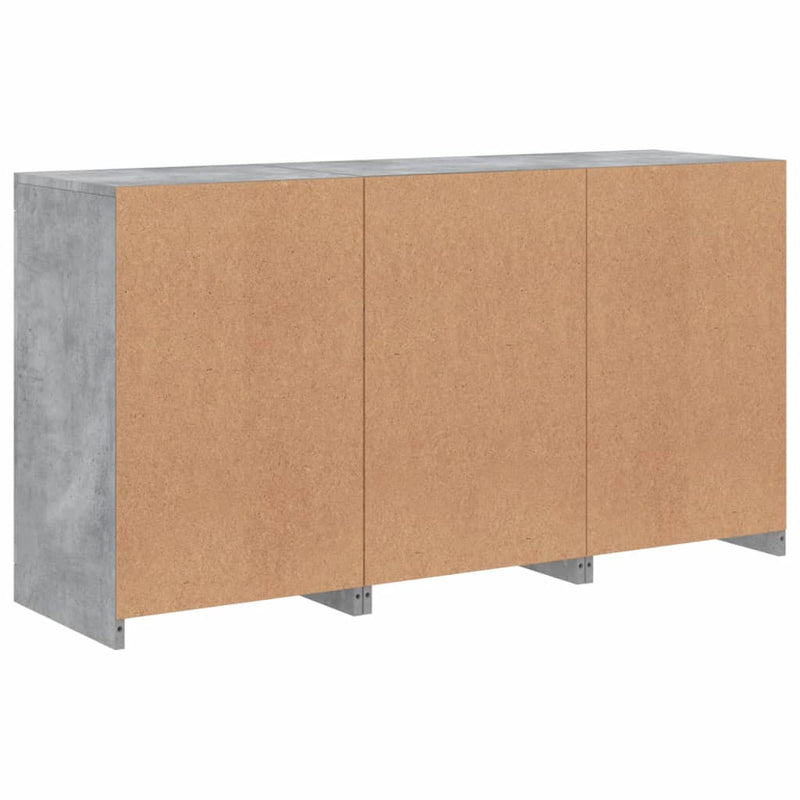 Servantă cu lumini LED, gri beton, 123x37x67 cm