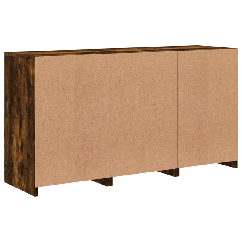 Servantă cu lumini LED, stejar fumuriu, 123x37x67 cm