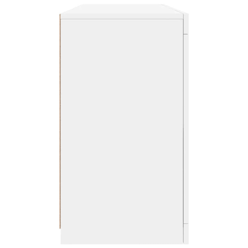 Servantă cu lumini LED, alb, 142,5x37x67 cm