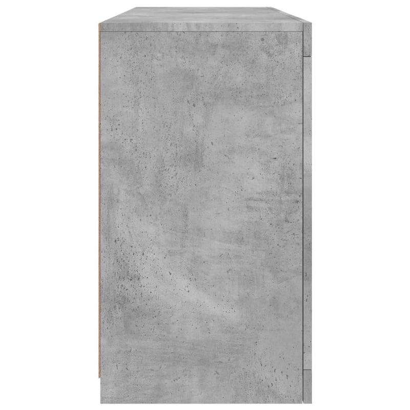 Servantă cu lumini LED, gri beton, 142,5x37x67 cm