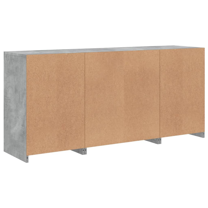Servantă cu lumini LED, gri beton, 142,5x37x67 cm