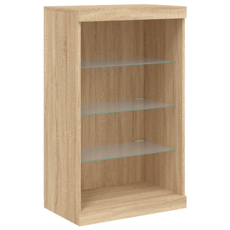Servantă cu lumini LED, 3 buc., stejar sonoma, lemn prelucrat