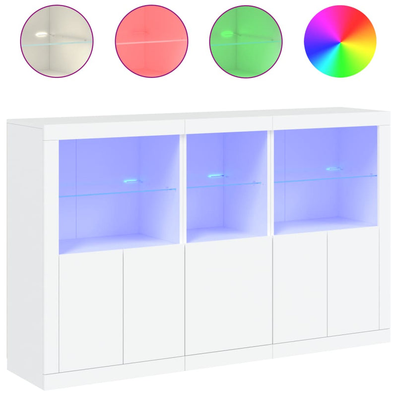 Servantă cu lumini LED, alb, 162x37x100 cm