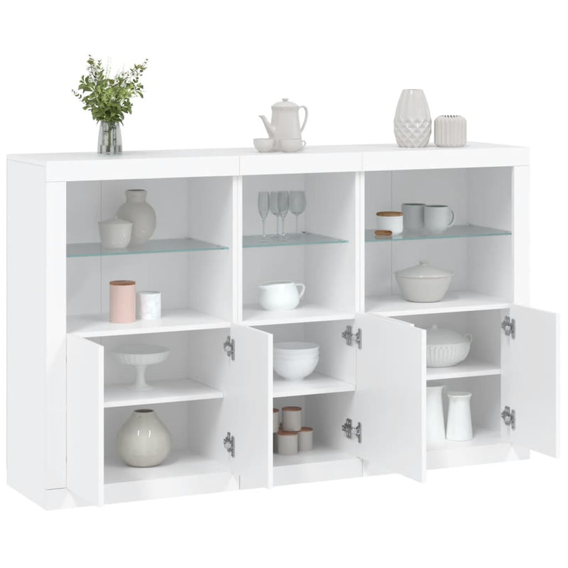 Servantă cu lumini LED, alb, 162x37x100 cm