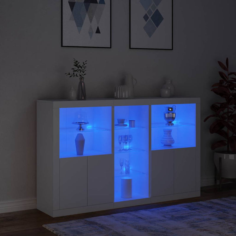 Servantă cu lumini LED, alb, 162x37x100 cm