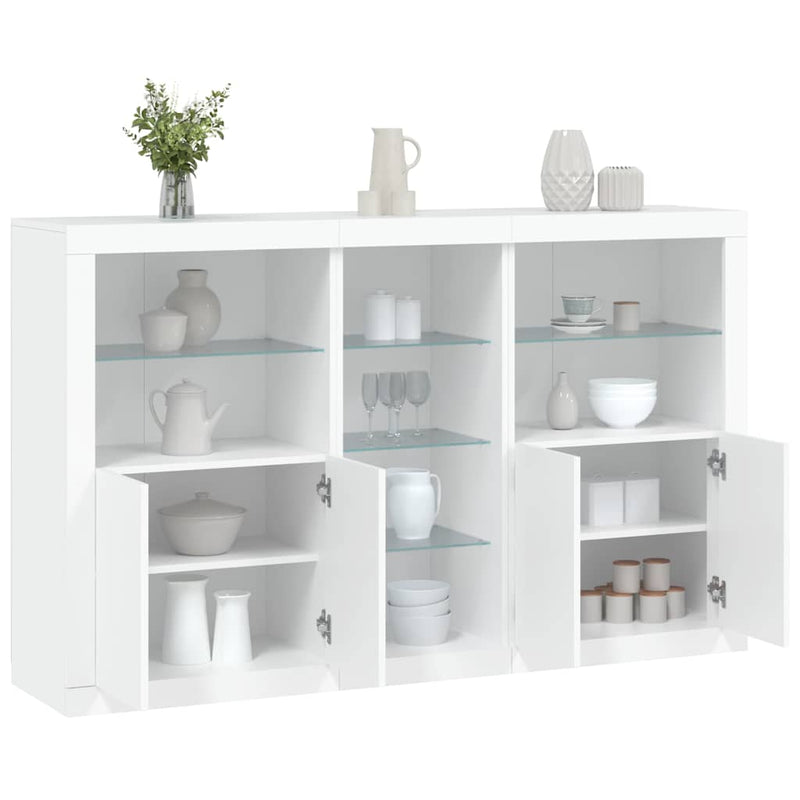 Servantă cu lumini LED, alb, 162x37x100 cm