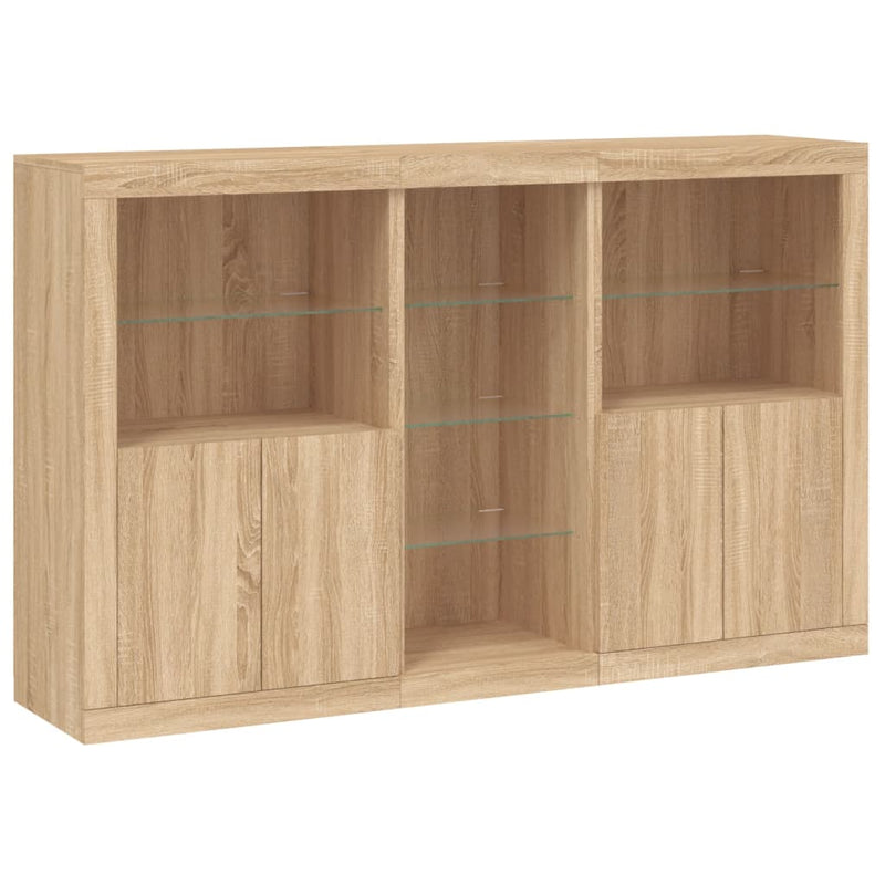 Servantă cu lumini LED, stejar sonoma, 162x37x100 cm