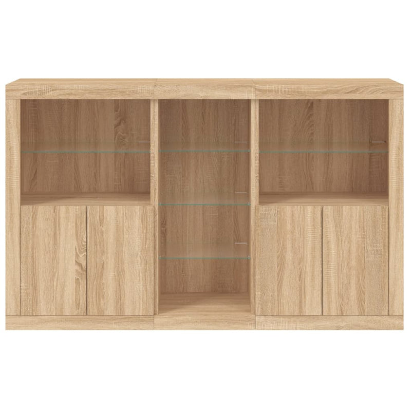 Servantă cu lumini LED, stejar sonoma, 162x37x100 cm