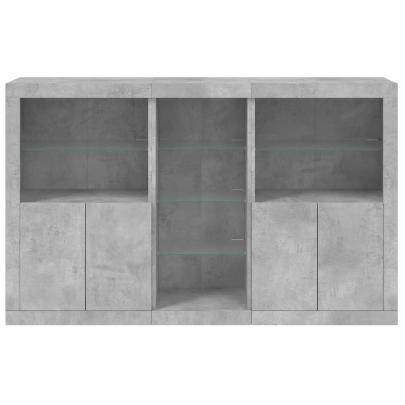 Servantă cu lumini LED, gri beton, 162x37x100 cm