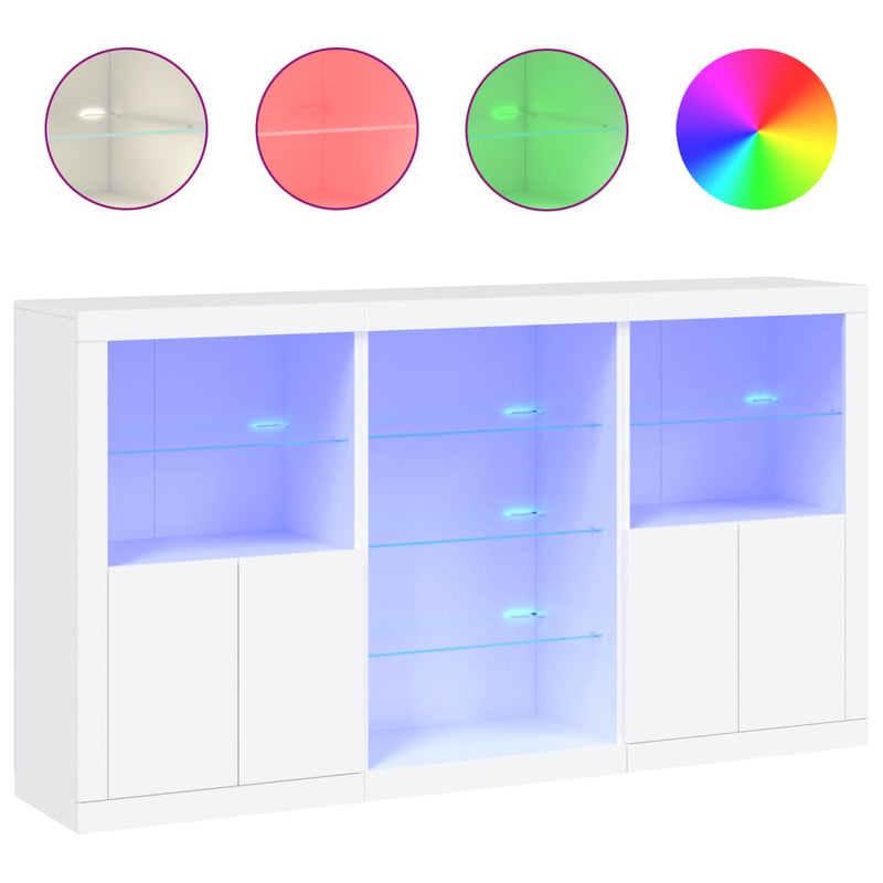 Servantă cu lumini LED, alb, 181,5x37x100 cm