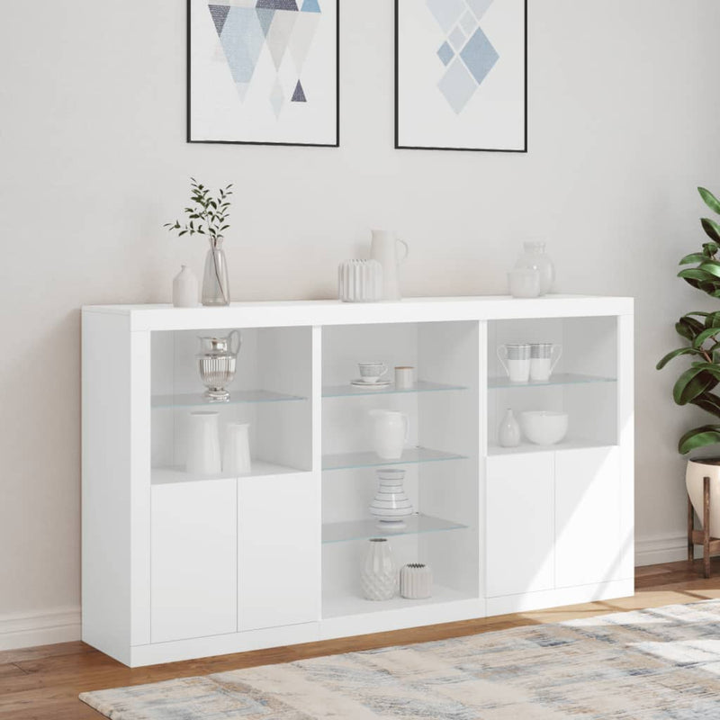 Servantă cu lumini LED, alb, 181,5x37x100 cm